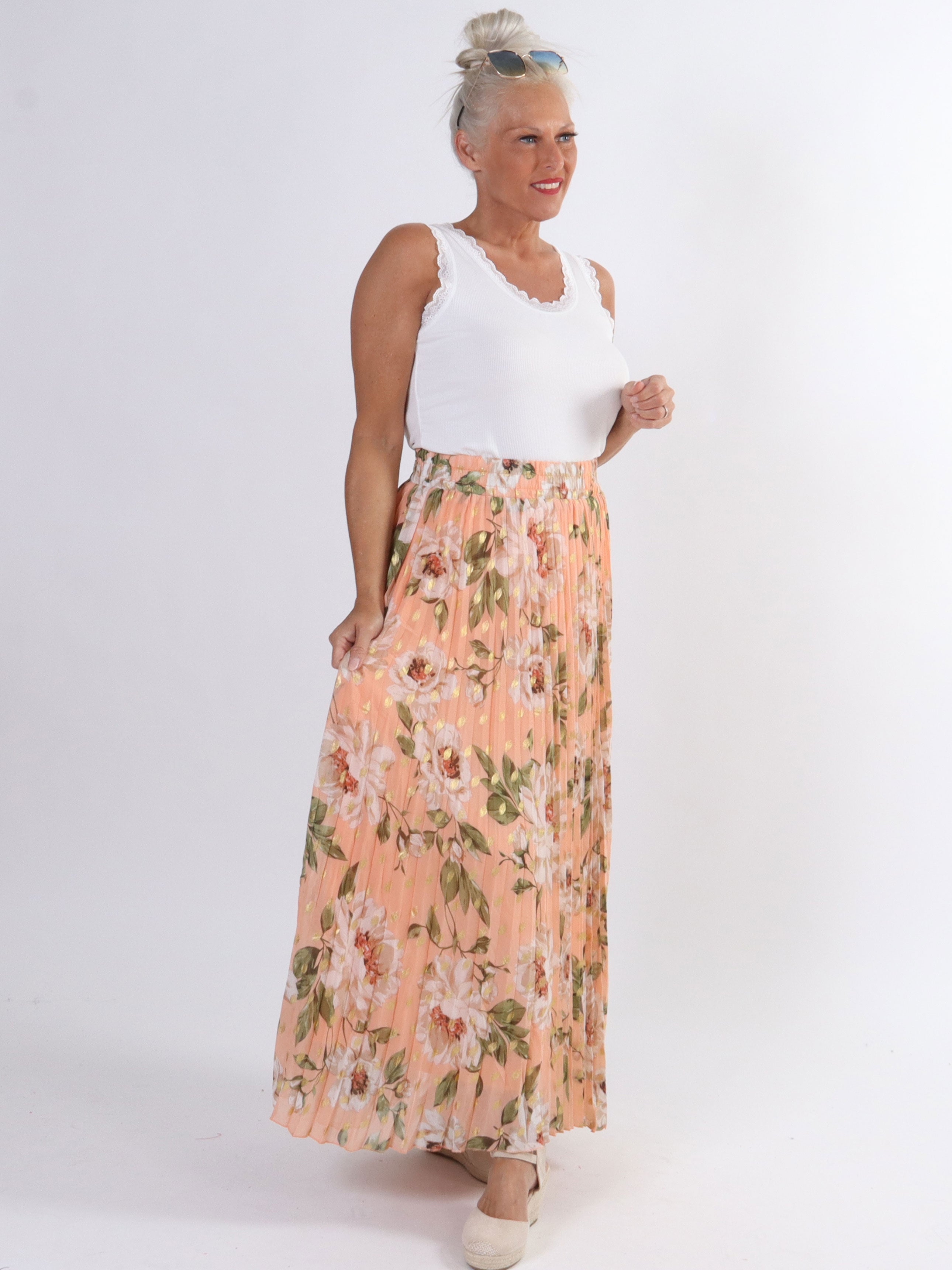 Josefine - Söt plisserad kjol med blommigt mönster